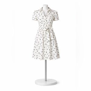 NWT Karl Lagerfeld Paris Women White Dress Belt Size 2 Eiffel Tower Design